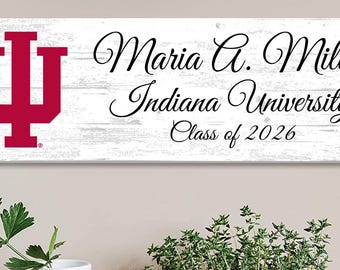 Indiana University Class Year Plaque With Name – Personalized for Student, Alumni or Graduation Gift