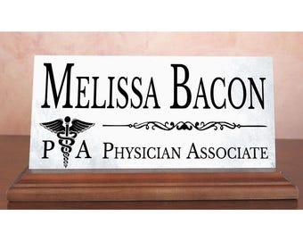 Personalized Physician Associate Desk Name Plate – Custom Medical Office Marble Nameplate – PA Gift