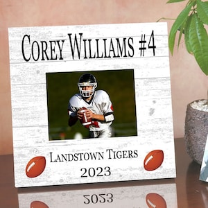 Personalized Football Photo Plaque: Senior Gift, Solid Wood (10.5x10.5 Inches)