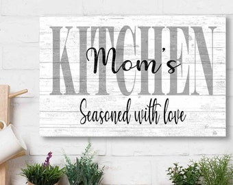 Personalized Seasoned With Love Kitchen Sign Solid Wood Custom Farmhouse Wall Décor  **FREE 2nd DAY Air Shipping!