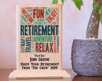 Custom Retirement Gift Plaque Personalized Retirement Word Art Plaque for Men and Women