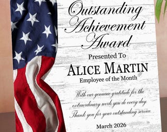 Personalized Outstanding Achievement Award Plaque – Custom Recognition Gift for Employee, Service & Excellence