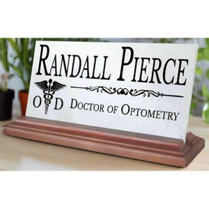 Personalized Optometrist Marble Desk Name Plate - OD Gift