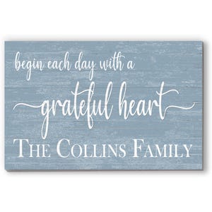 Personalized Family Name Wood Sign: Grateful Heart Decor