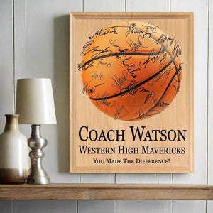 Personalized Basketball Coach Gift - Signable Plaque for Team Signatures | Coach Appreciation Award