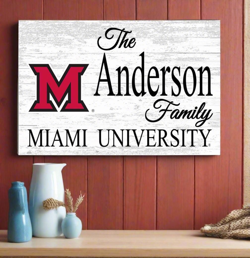 Custom Miami University Family Name Sign - Solid Wood - PERSONALIZED for Miami of Ohio Alumni, Fans, or Graduation