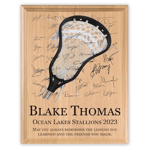Custom Lacrosse Plaque: Signable Maple Wood Award, Coach or Senior Gift