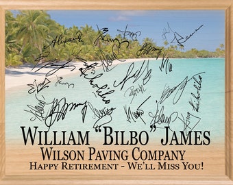 Custom Retirement Signable Gift PERSONALIZED Beach Theme Retirement Plaque
