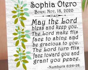 Personalized Christian Baby Blessing Plaque – Custom Scripture Gift with Name & Birth Date