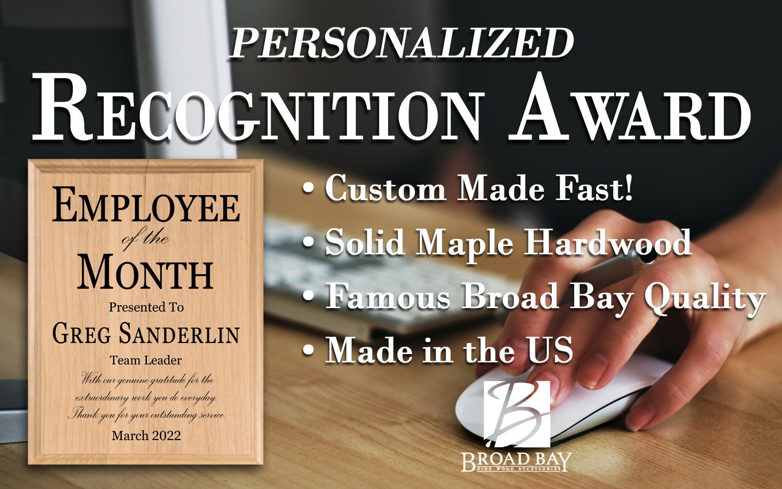 Employee of the Month Award Plaque Custom Appreciation Gift Sign for ...
