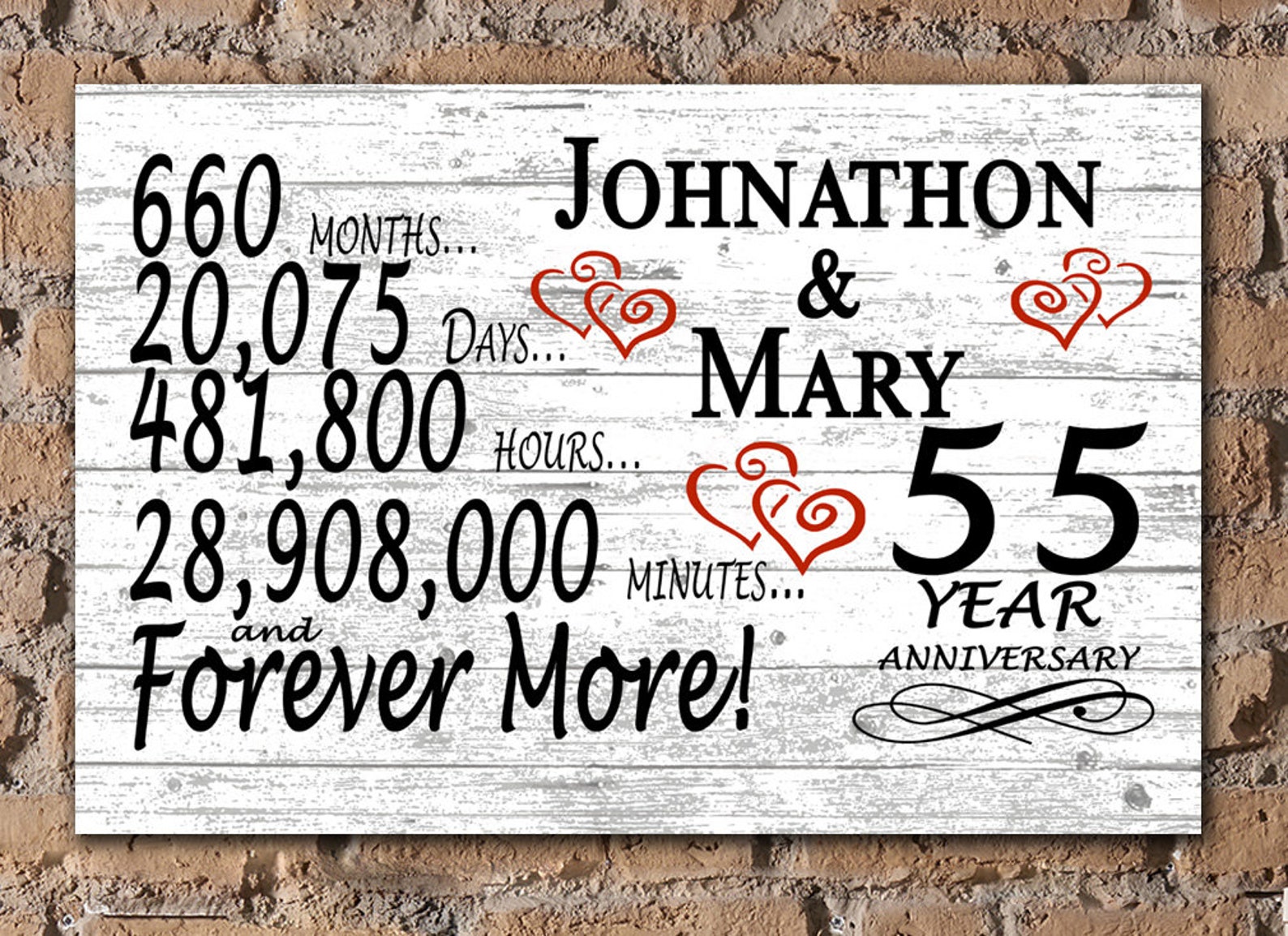 55 Year Anniversary Gift PERSONALIZED 55th Wedding Anniversary - Etsy