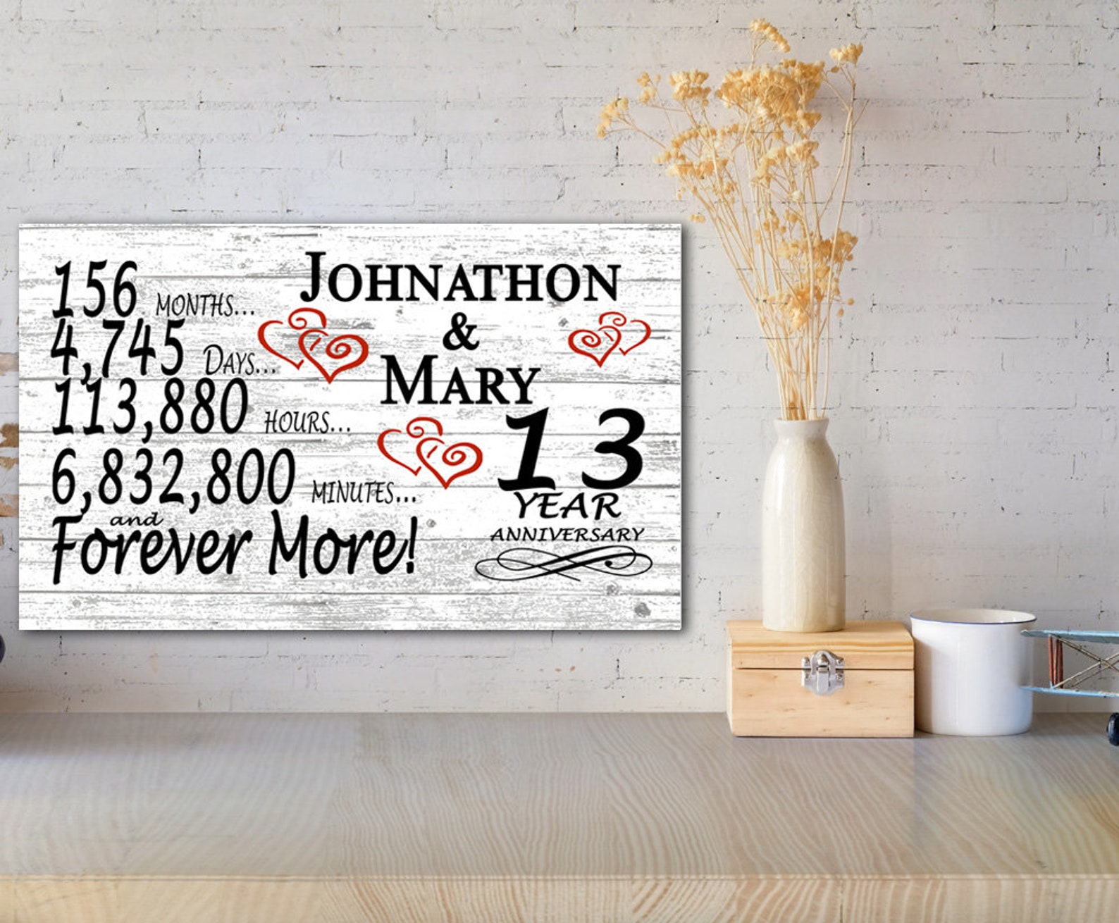 13 Year Anniversary Gift PERSONALIZED 13th Wedding Anniversary Etsy