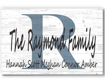 Customized Family Monogram Personalized Farmhouse Sign Wall or Shelf Décor for Mother's Day, Wedding, New Home, Birthday Gift Idea