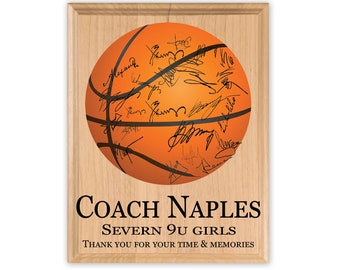 Basketball Coach Gift Plaque Personalized Signable for Players Signatures Sign Team Appreciation **Ships Same Day FREE 2nd Day Air Shipping!