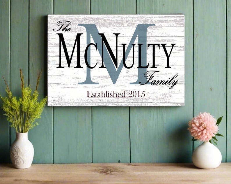 Solid Wood Last Name Sign With Established Date - Wedding Gift or ...