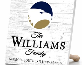 Personalized Georgia Southern Family Name Sign – Custom GSU Wood Wall Decor – Eagles Gift