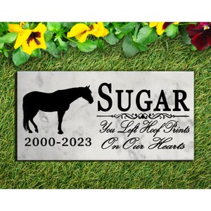 Personalized Horse Memorial Stone – Marble Silhouette Plaque with Years, FREE 2-Day Shipping