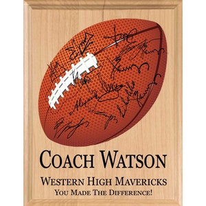 Football Coach Gift Personalized Signable Coach's Sign Team Appreciation Plaque Coaches Plaque Award **Ships Same Day **FREE 2nd Day Air!*
