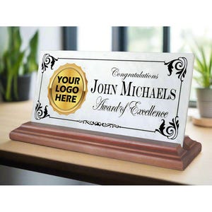 Personalized Marble Award Plaque: Custom Logo Gift