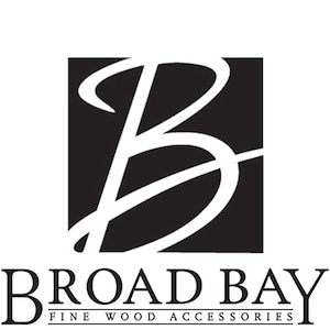 May include: Black and white logo for Broad Bay Fine Wood Accessories. The logo features a stylized letter "B" in a square.