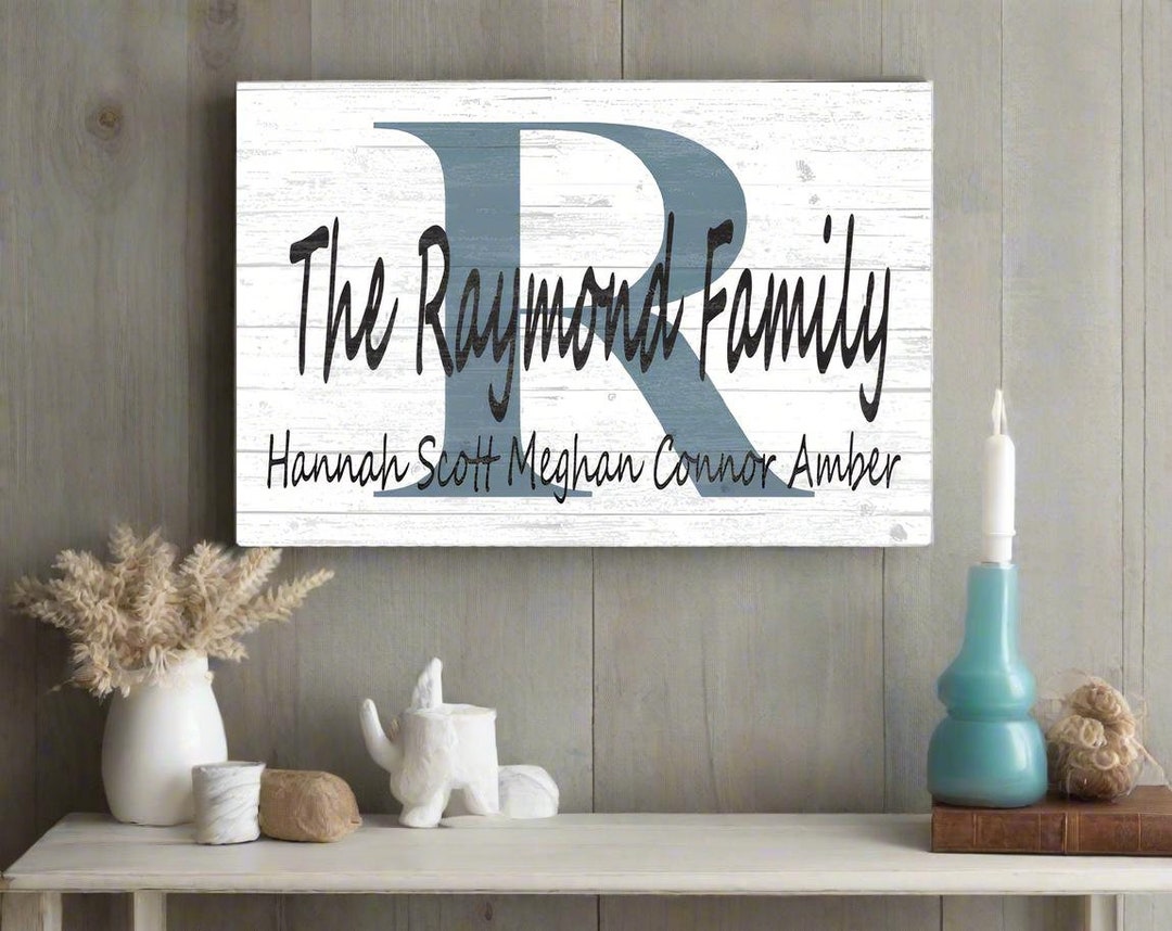 Personalized Family Name Sign, Rustic Wood Monogram Wall Art - Etsy