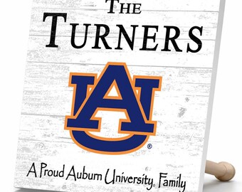 Personalized Auburn Family Name Sign – Solid Wood – Alumni Gift