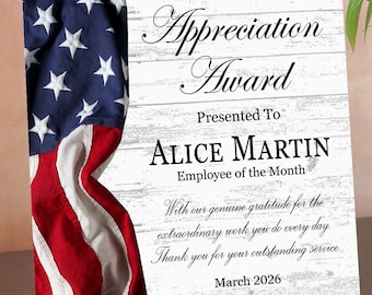 Personalized Appreciation Award Plaque – Custom Recognition Gift for Employee of the Month, Service & Achievement