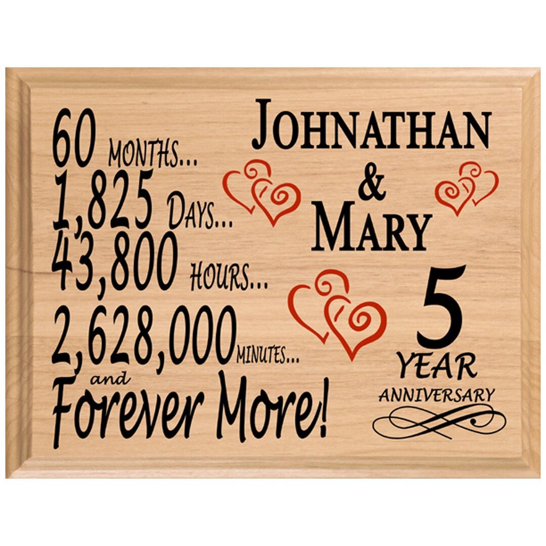 5th Anniversary Gift PERSONALIZED 5 Year Wedding Anniversary Gifts for ...