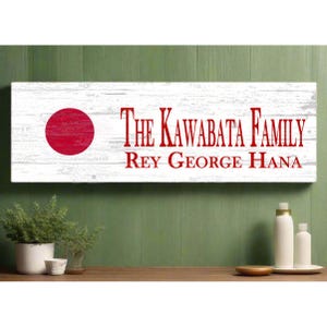 Japanese Family Name Sign for Japanese Housewarming Gift or Japanese Couple Wedding Present - Solid Wood 16.5 in x 5.5in x .75in