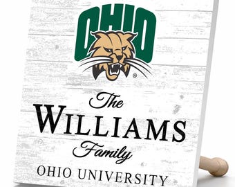 Personalized Ohio Bobcats Family Name Sign – Custom Wood Wall Decor, University Gift