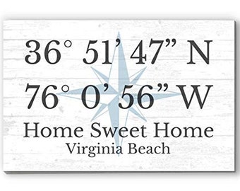 GPS Coordinate Sign Personalized Solid Wood Latitude Longitude Wall Décor- 16.5" x 10.5" **FREE SHIPPING 2nd Day Air!**