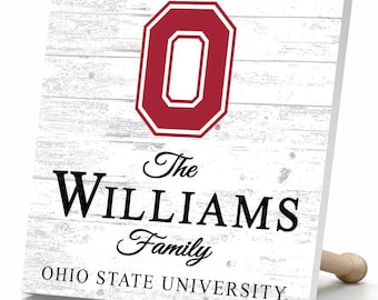 Personalized Ohio State Family Name Sign – Custom OSU Wood Wall Decor – Alumni Gift