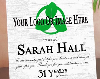 Personalized Years of Service Award Plaque – Logo & Message, Employee Recognition