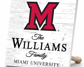 Personalized Miami University Family Name Sign – Custom Miami OH Wood Wall Decor – RedHawks Gift