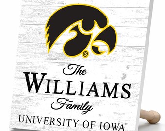 Personalized Iowa Hawkeyes Family Name Sign – University of Iowa Wood Wall Decor
