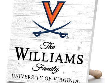 Personalized UVA Family Name Sign – Custom University of Virginia Wood Wall Decor – Cavaliers Gift