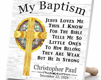 Personalized Baptism Plaque – Custom Christian Gift with Name & Date