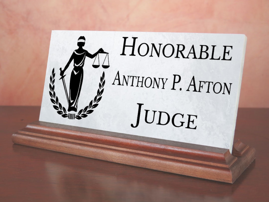 Judge Desk Name Plate Gift Custom Personalized Office Nameplate for