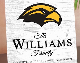 Personalized Southern Miss Family Name Sign – Custom University Wall Decor