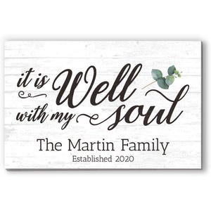 It Is Well With My Soul Sign: Personalized Family Name Wooden Wall Art