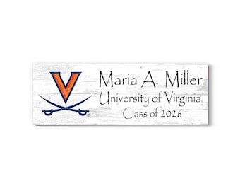 University of Virginia Class Year Plaque With Name – Personalized for Student, Alumni or Graduation Gift