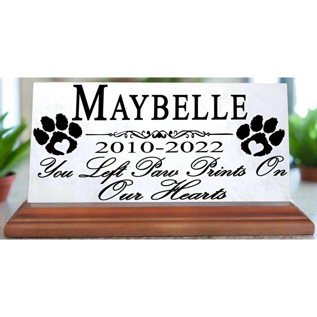 Dog Photo Paw Acrylic Plaque - Memorial Gift Idea For Dog Owner - You Left Paw Prints On My Heart main image 0