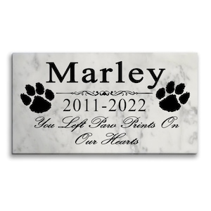 Personalized Dog Memorial Stone: Paw Prints Marble Grave Marker