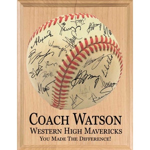 Personalized Baseball Coach Gift - Signable Plaque for Team Signatures - Coach Appreciation Award