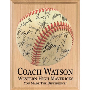 Baseball Coach Gift Custom Personalized Signable Baseball Coach's Plaque for Player Signatures  ***FREE SHIPPING 2nd Day Air!**