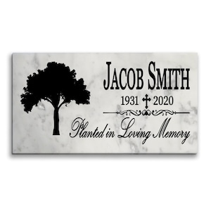 Personalized Marble Memorial Stone: Planted In Loving Memory Remembrance Plaque