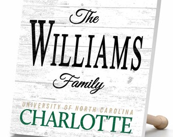 Personalized UNC Charlotte Family Name Sign – Custom Wood Wall Decor 49ers Gift