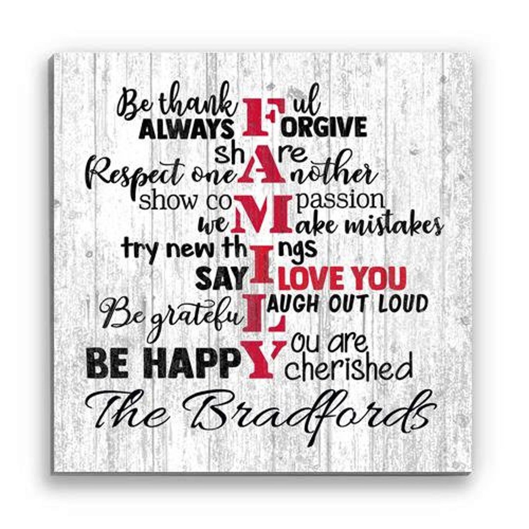 Personalized Name Sign Family Rules Customized Rustic Wooden Home Décor ...