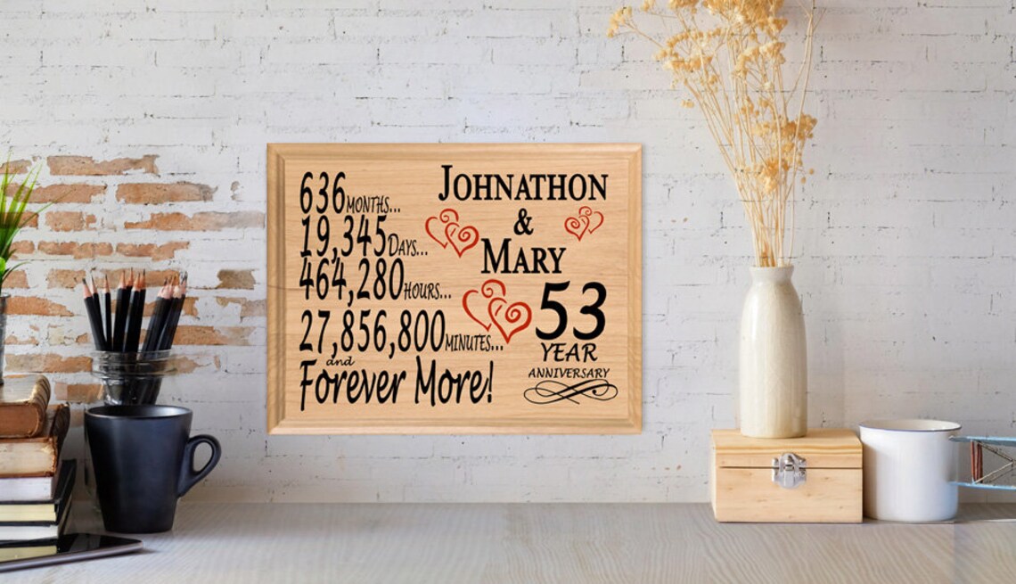 53 Year Anniversary Gift PERSONALIZED 53rd Anniversary Gifts Etsy