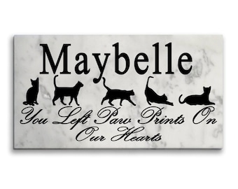 Personalized Cat Memorial Stone: Marble Pet Loss Garden Marker